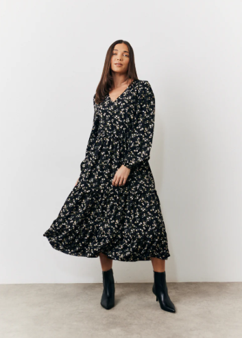 Floral Wrap Midi Dress